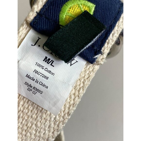J. Crew Navy Cream Novelty Lime Orange Belt size Medium Large Cotton D Ring - Picture 4 of 12